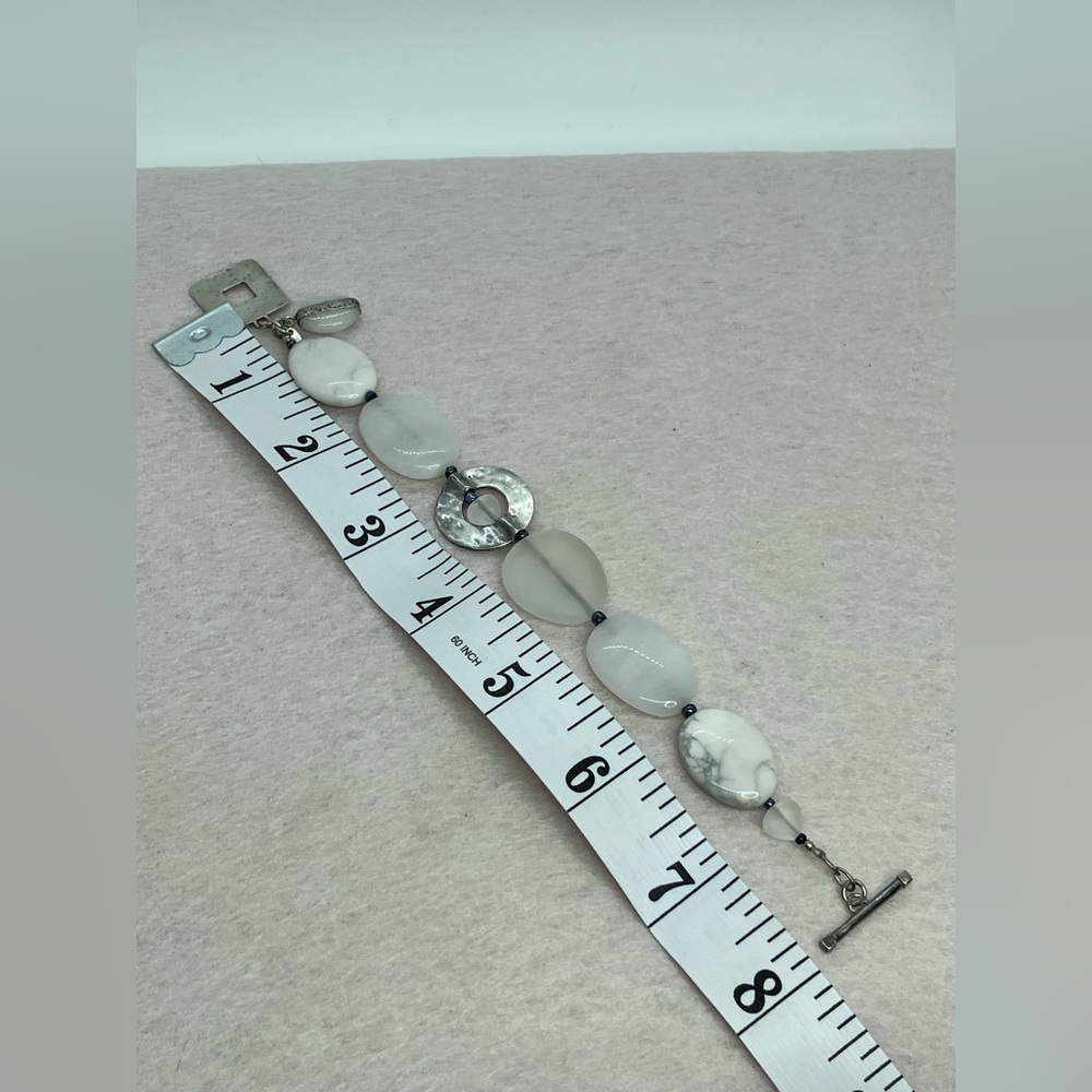 Silpada 925 Sterling Silver Howlite Jade Toggle Clasp Bracelet | B1946  Retired - Picture 8 of 10